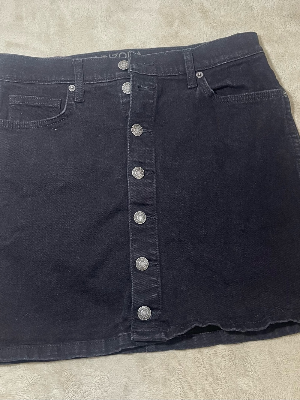 Arizona Jean Company Black Button-Front Denim Mini Skirt